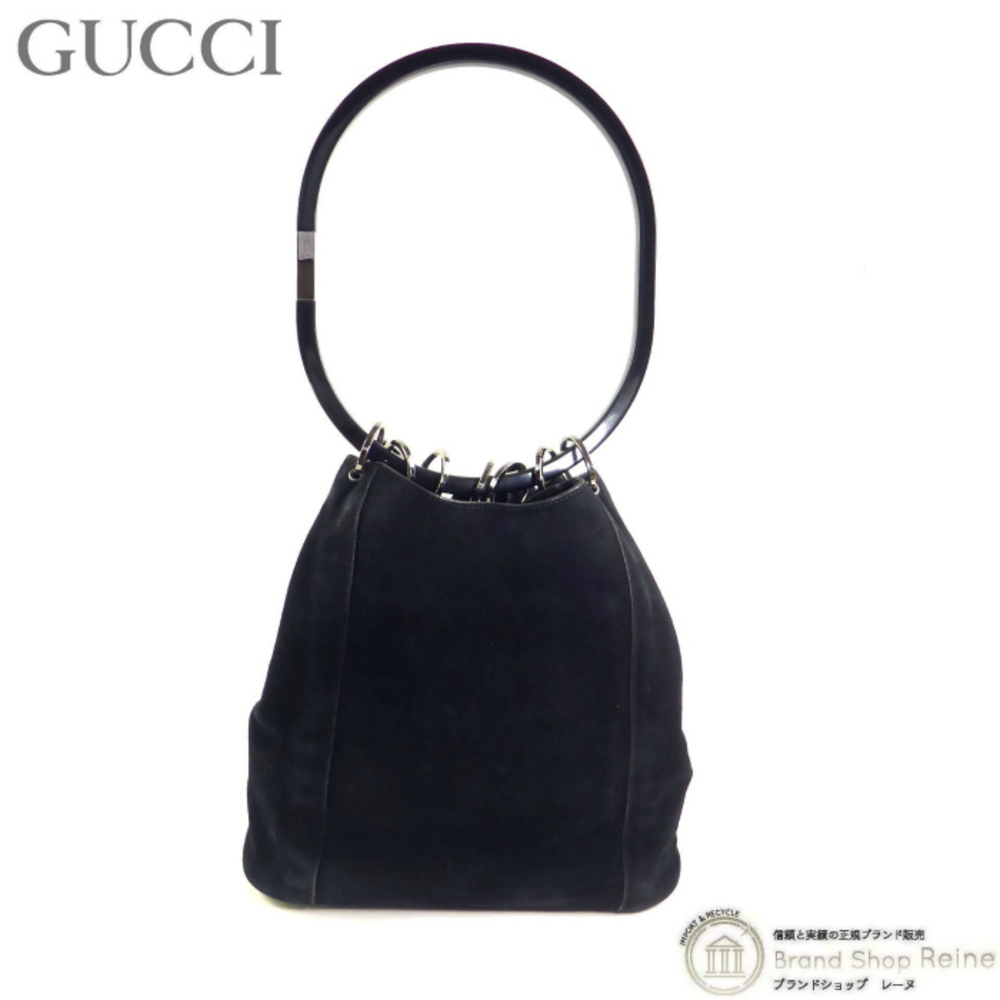 Gucci Suede Ring Handle Handbag 001 3750 Black